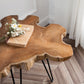 Natural Teak Live Edge Coffee Table with Hairpin Legs