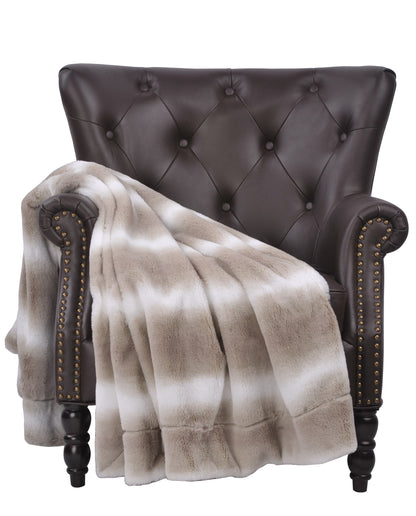 Beckie Stripe Faux Fur with Micromink Back Throw Blanket