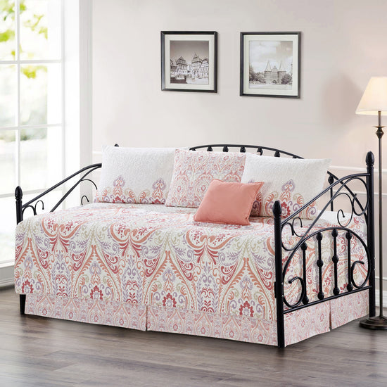 6 Piece Daybed Cover Bedspread Quilt Set - Visionary Damask Multi