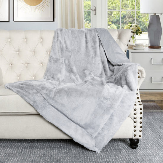Solid Light Faux Fur Throw Blanket - 50&