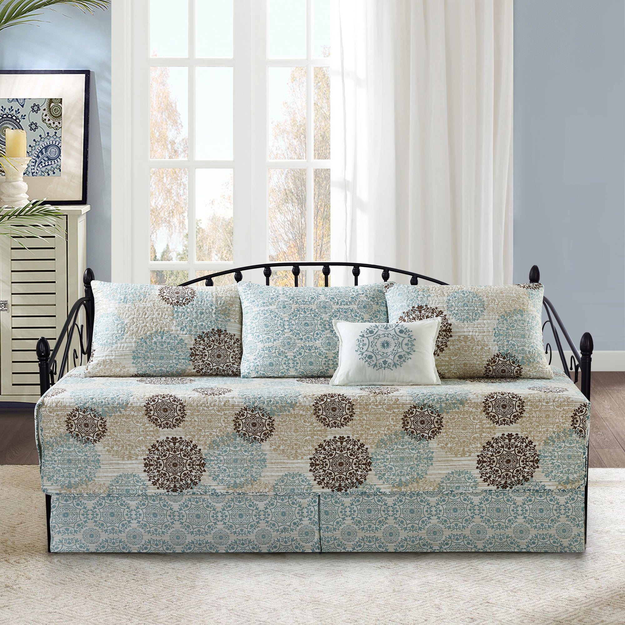 6 Piece Marina Medallion Daybed Bedspread Cover Set (75&quot; x 39&quot;)