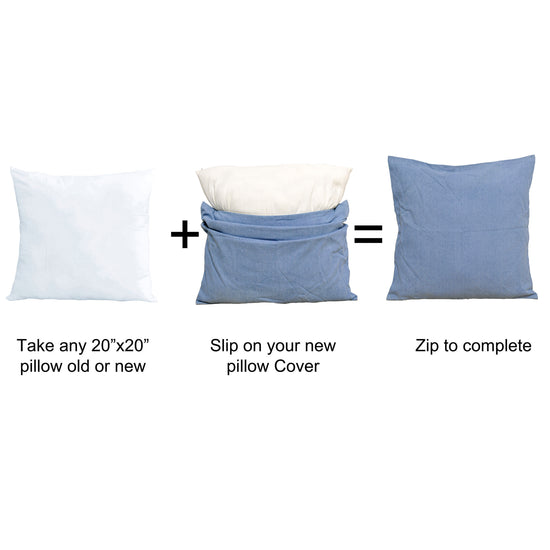 Denim 2 Piece Decorative Pillow Covers (Jeans) - Vintage - 20" x 20"